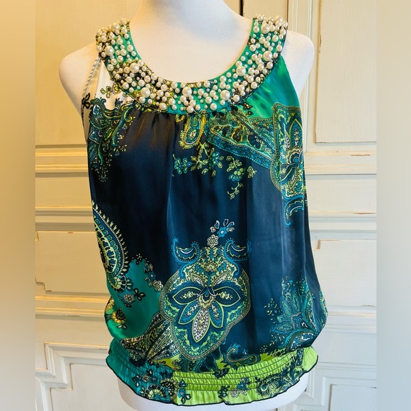 Larry Lavine | Signature Collection Paisley Top with Bauble neckline - Picture 2 of 8